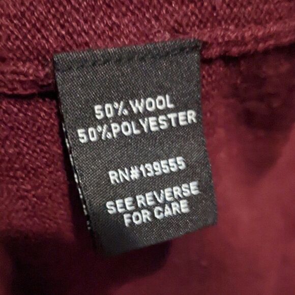 Knit & Lynk Bell Sleeve Sweater Maroon Red Wool Blend Ruffle Hem High Neck M - Picture 5 of 6